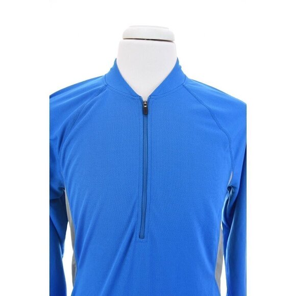 L.L Bean LL Bean Mens 1/2 Half Zip Pullover Gym Running Wicking Blue Pocket Sz M - Picture 3 of 9